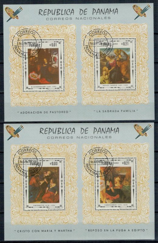 Panama 1968 CTO Stamps Souvenir Sheet Scott 482F-482K Religious Paintings Art
