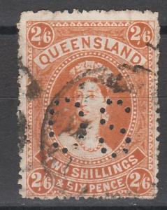 QUEENSLAND 1907 QV LARGE CHALON 2/6 PERF OS WMK CROWN/A SIDEWAYS USED