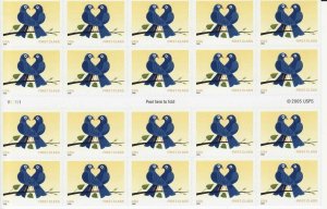 Love True Blue Love Birds Booklet 20 Stamps - 39 Cent Postage Stamps 3976