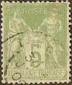 France - #105 -Used- 1876 - Peace - 5c - SCV-1.50