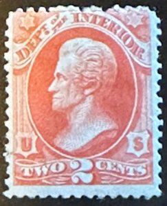 Scott#: O16 - Interior 2c 1873 Mint Unused Single Stamp - OG/DG - Lot 1