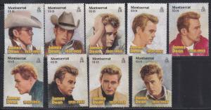 Montserrat # 912a-i & 917, James Dean Hollywood Legent, NH