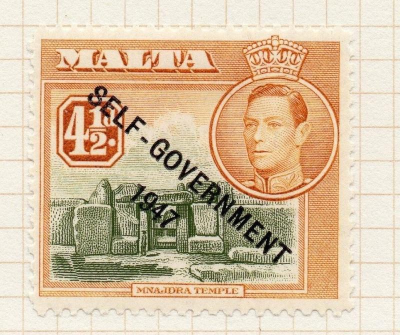 Malta 1953 GVI Early Issue Fine Mint Hinged 4.5d. Optd 045278