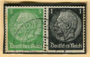 GERMANY; 1933-41 early Hindenburg issue fine used booklet pair