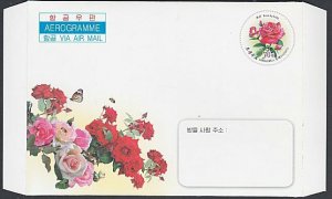 KOREA (Nth) Aerogramme 2012 Roses...........................................J597