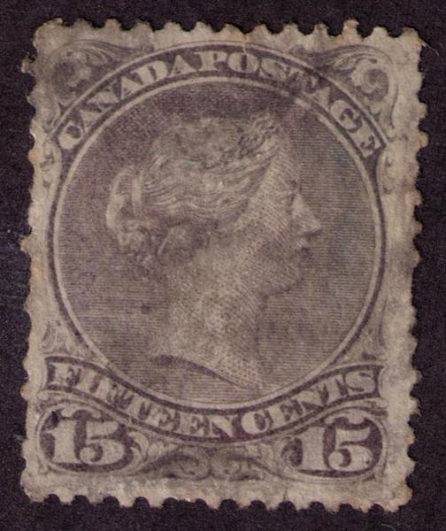 Canada #  21  Used  F  with light cancel  Cat. $ 40