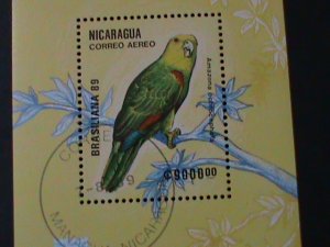 NICARAGUA-BRASILIANA'89 WORLD STAMPS SHOW  FANCY CANCEL S/S VF LAST ONE