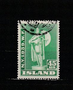 Iceland  Scott#  215  Used  (1939 New York World's Fair)