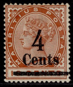 MAURITIUS QV SG137, 4c on 16c chestnut, M MINT. Cat £17.