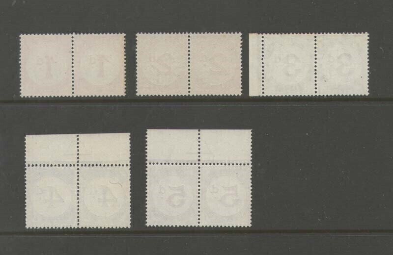 Tristan Da Cunha 1957 Sc J1-J5 set of 5 pair MH