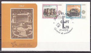 Italy, Scott cat. 1321-1322. Europa-Architecture issue. First day cover.