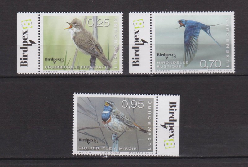 LUXEMBOURG - 2018 RARE BIRDS / BIRDPEX -3V - MINT NH