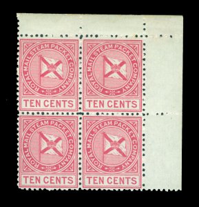 Danish West Indies (DWI) 1875 Royal Mail Steam Packet Co. 10c  Yv# 14  mnh blk 4