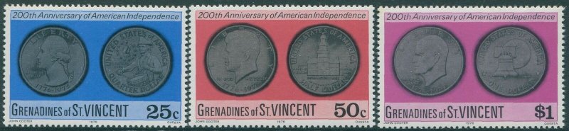 Grenadines of St Vincent 1976 SG82-84 American Revolution Coins set MNH