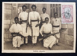 1931 Addis abbeba Ethiopia RPPC Real Picture Postcard cover Abyssinian Soldiers