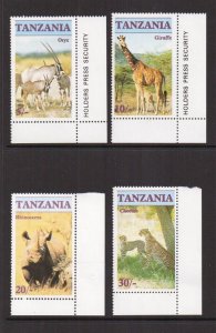 Tanzania   #319-322  MNH  1986  endangered wildlife