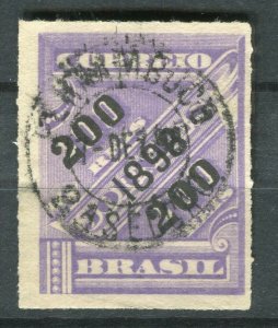 BRAZIL; 1890s classic Newspaper issue fine used 200r. value