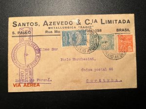 1933 Brazil Airmail Cover Sao Paulo to Curityba Santos Azevedo CIA LTD