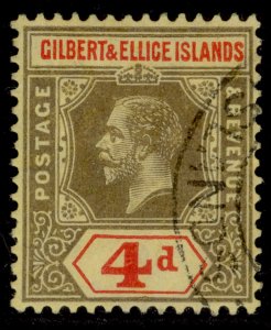 GILBERT AND ELLICE ISLANDS GV SG17, 4d black & red/yellow, FINE USED.