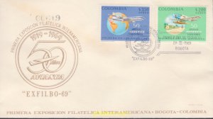 640657 MNH COLOMBIA 1969 50 ANIVERSARIO DE LA CAMPAÑA AEREA AVIANCA
