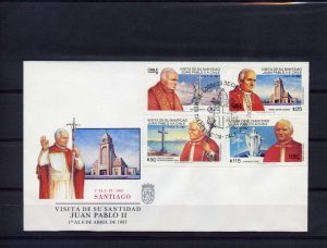 Chile 1987 Sc#744/747  Pope John Paul II visit set (4) F.D.C.