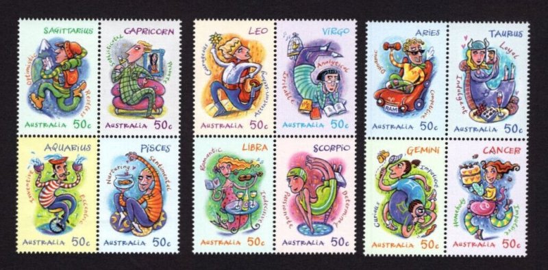 Australia Scott 2642-2653, MNH, Free Shipping, Zodiac Signs, set of 12