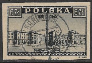 POLAND 1945-46 6z POST OFFICE Before and After WW2 Pictorial Sc 377 VFU