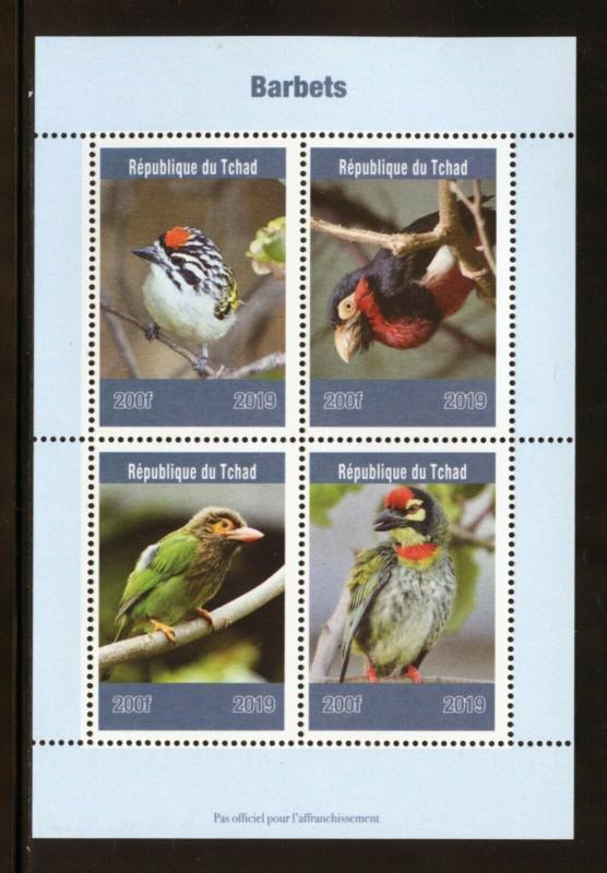 CHAD  2019  BARBETS  SHEET OF FOUR  MINT NH