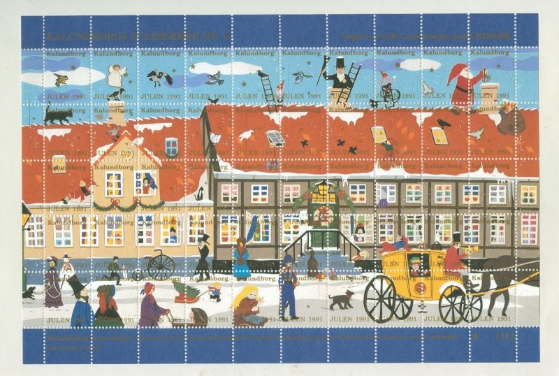 Denmark. 1991 Christmas Sheet Kalundborg. Ole Lund's Estate. Mail Coach. People.