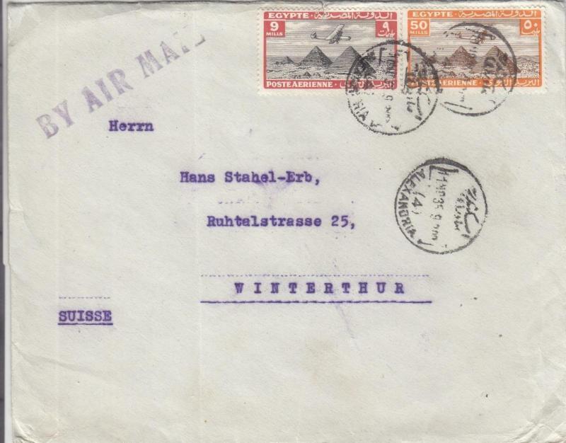 1935, Alexandria, Egypt to Winterthur, Switzerland, Airmail (28174)