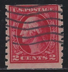 Scott # 413  Lot E197  2c Washington Coil Type I perf 8 1/2 vertical  Used