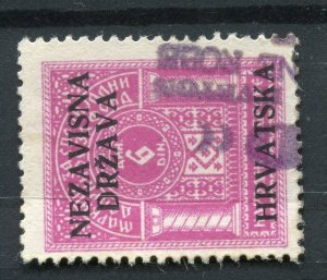 CROATIA; 1930s-40s early Revenue issue fine used 6d. value