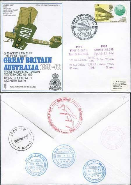 SC11a 50th Ann of the 1st Flight Great Britain - Australia Standard Cover