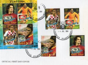 Somalia 2004  Euro 2004 Football Set + Sheetlet Perforated FDC