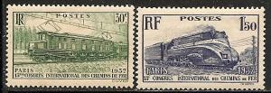 FRANCE  327-28 MINT OG 1937 RAILROAD CONGRESS