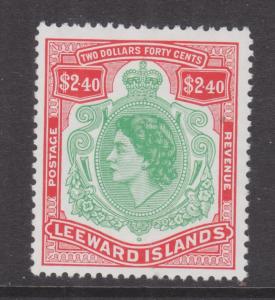 LEEWARD ISLANDS, 1954 QE $ 2.40 Bluish Green & Red, mnh,