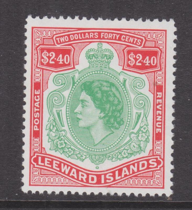 LEEWARD ISLANDS, 1954 QE $ 2.40 Bluish Green & Red, mnh,