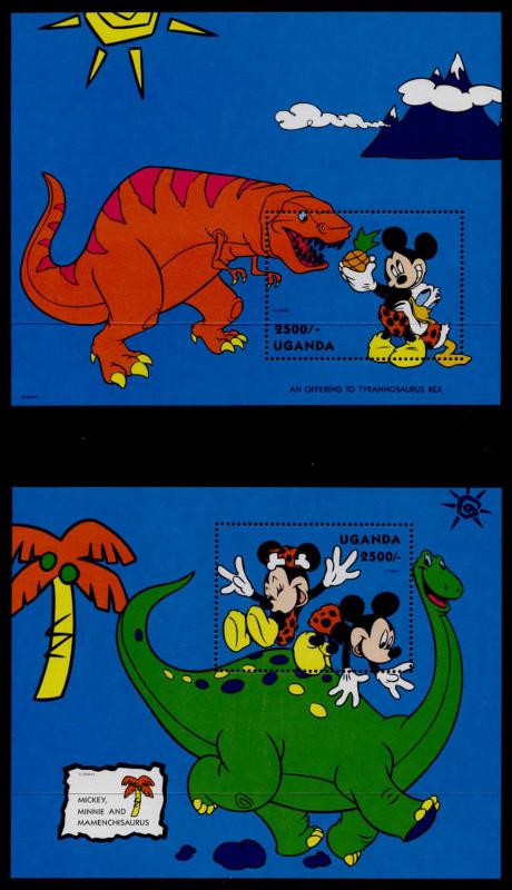 Uganda 1182-3 MNH Disney, Friends with Dinosaurs