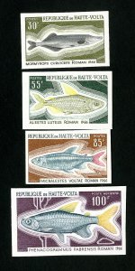 Upper Volta Stamps # 196-8 +C66 Scarce fish imperf NH