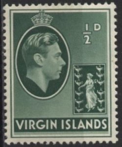 Virgin Islands 76 (SG 110) (mh) ½p George VI,  grn, chalky paper (1938)