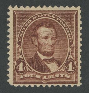 USA 280 - 4 cent Lincoln Rose Brown Shade - Fine Mint hinged OG