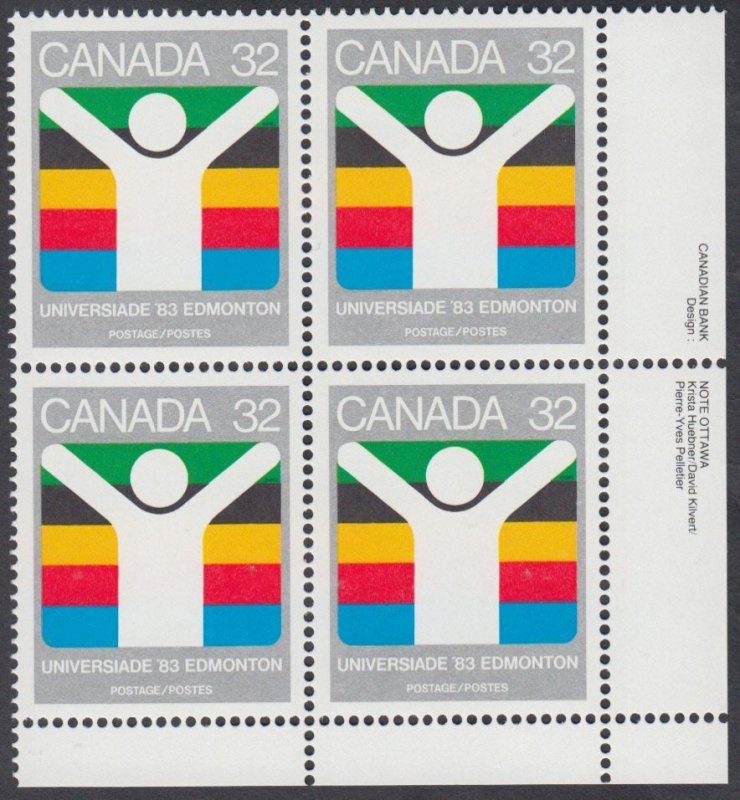 Canada - #981 World University Games Plate Block - MNH
