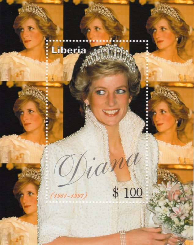 Liberia 1997 Tribute to Princess Diana Souvenir Sheet  Perforated MNH