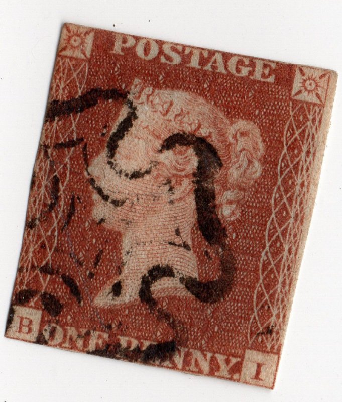 GB 1841 Queen Victoria QV Penny Red, Maltese cancel,  SG8, SG.8