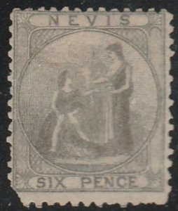 Nevis #3 Mint No Gum Single Stamp w/Missing UL Corner cv $775