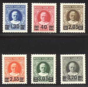 VATICAN CITY #35-40 Mint - 1934 Provisional Ovpt Set