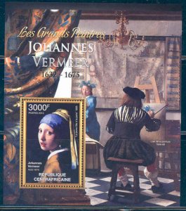 CENTRAL AFRICA 2012 JOHANNES VERMEER SOUVENIR SHEET MINT NH