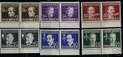 AUSTRIA PERSONALITIES PAIRS SC#B146/54, MI#632/37 NH 