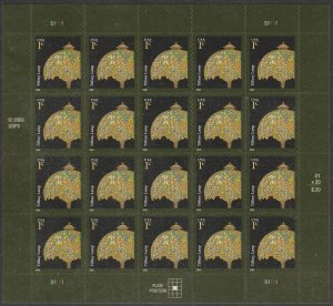 US 3749A American Design Tiffany Lamp 1c sheet S11111 (20 stamps) MNH 2008