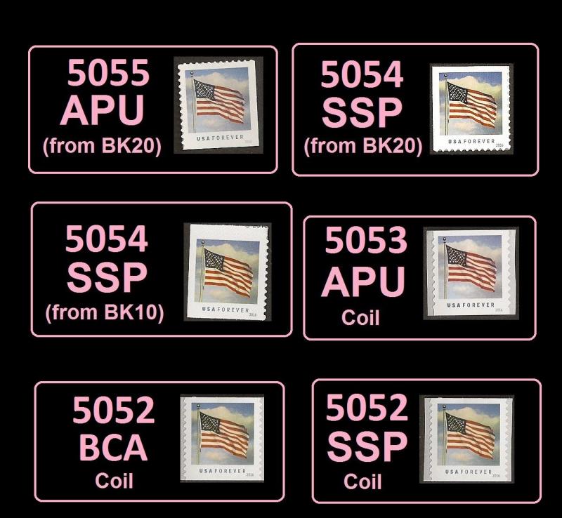 US 5052 5053 5054 5045 Flag forever 6 stamps MNH 2016